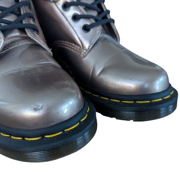 Dr. Martens "Docs" Air Waves Shiny Metallic Copper Finish Lace up Combat Boots - Picture 7 of 15
